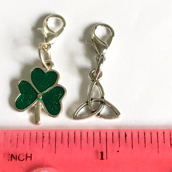 Celtic Irish Charms Clip On Lot Knot Shamrock Purse Zipper Pulls Silver Tone - Picture 8 of 9